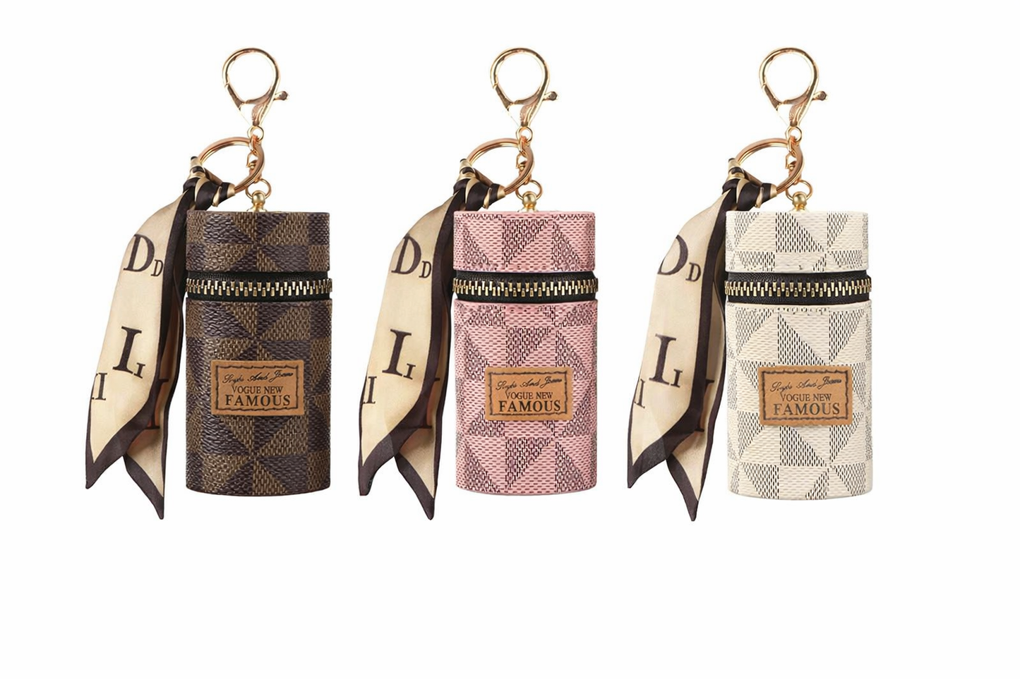 Stylish Compact Change Purse with Silk Scarf Accent — PU Leather Zipper Key & Coin Wallet