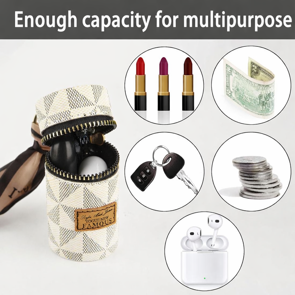 Stylish Compact Change Purse with Silk Scarf Accent — PU Leather Zipper Key & Coin Wallet