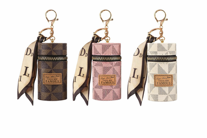 Stylish Compact Change Purse with Silk Scarf Accent — PU Leather Zipper Key & Coin Wallet