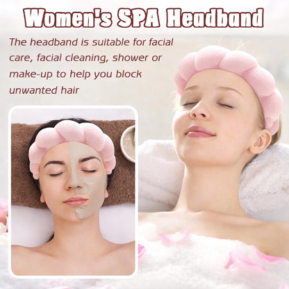 Fluffy Spa Headband & Wristbands Set – Soft Absorbent Skincare Hair Band